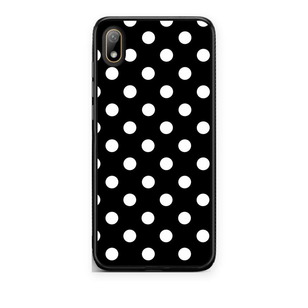 Θήκη Huawei Y5 2019 White Polka Dots on Black από τη Smartfits με σχέδιο στο πίσω μέρος και μαύρο περίβλημα | Huawei Y5 2019 White Polka Dots on Black case with colorful back and black bezels