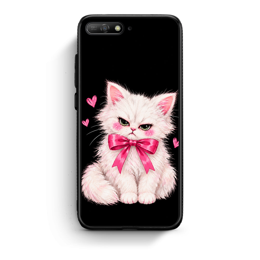 Θήκη Huawei Y6 2018 / Honor 7A Grumpy Party Kitten on Black από τη Smartfits με σχέδιο στο πίσω μέρος και μαύρο περίβλημα | Huawei Y6 2018 / Honor 7A Grumpy Party Kitten on Black case with colorful back and black bezels