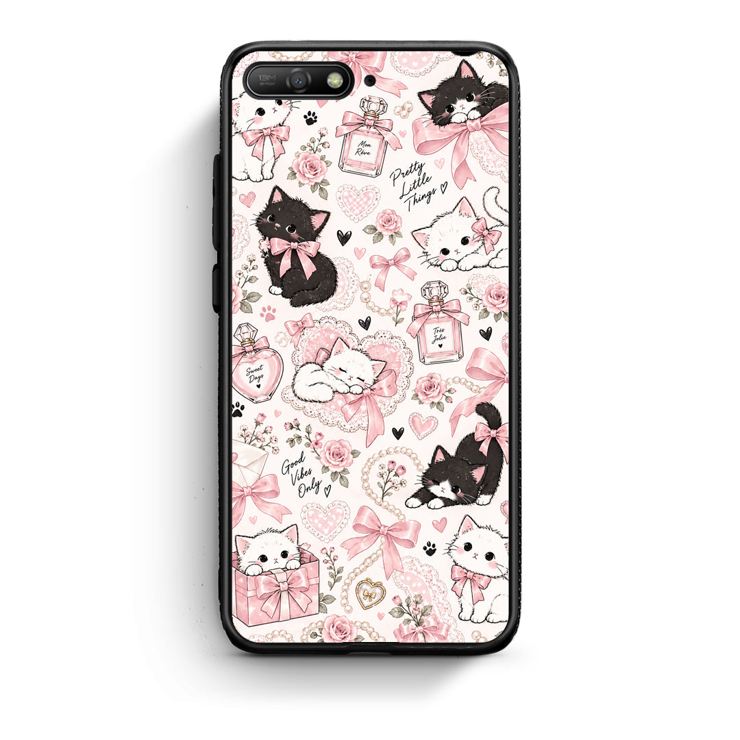 Θήκη Huawei Y6 2018 / Honor 7A Pink Bows and Kittens Collage από τη Smartfits με σχέδιο στο πίσω μέρος και μαύρο περίβλημα | Huawei Y6 2018 / Honor 7A Pink Bows and Kittens Collage case with colorful back and black bezels