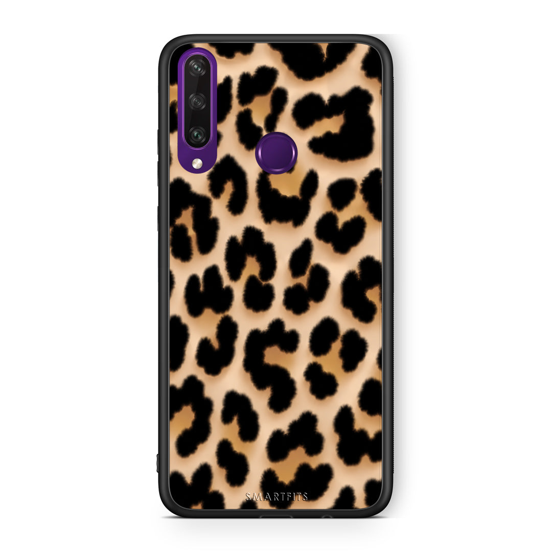 Θήκη Huawei Y6p Leopard Print Tan Large από τη Smartfits με σχέδιο στο πίσω μέρος και μαύρο περίβλημα | Huawei Y6p Leopard Print Tan Large case with colorful back and black bezels