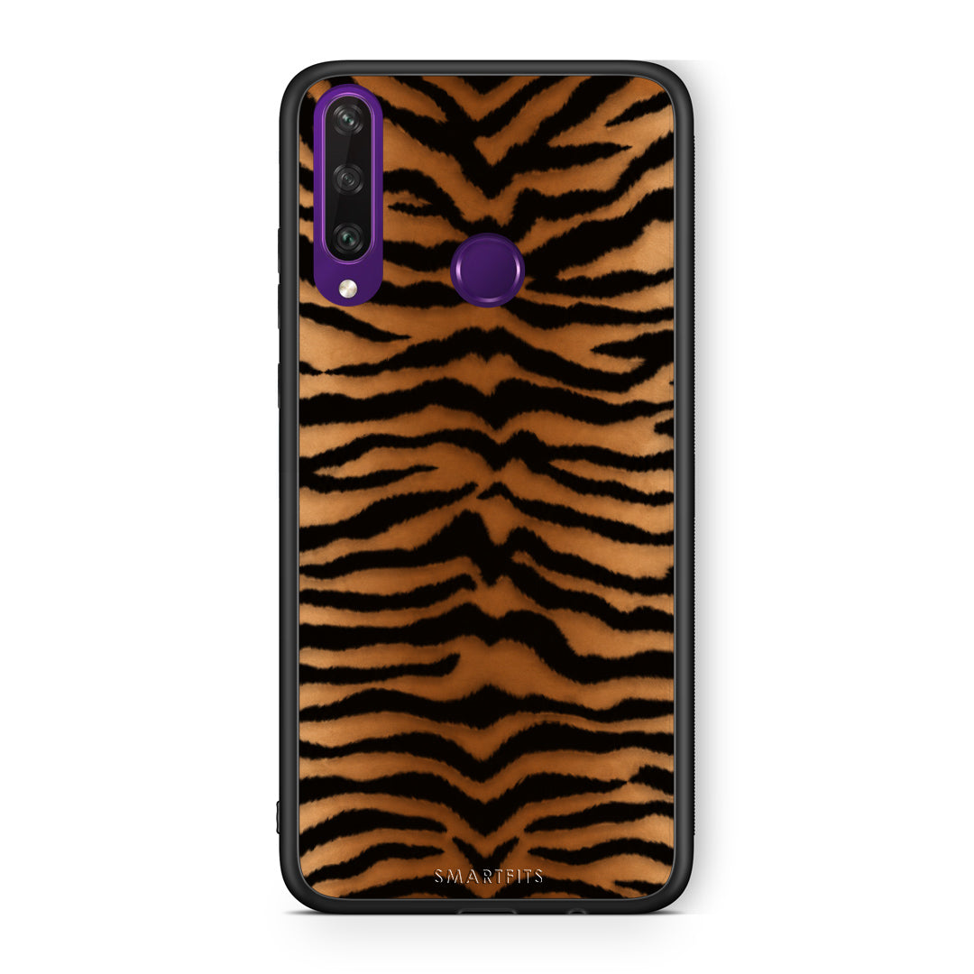 Θήκη Huawei Y6p Tiger Print Orange and Black από τη Smartfits με σχέδιο στο πίσω μέρος και μαύρο περίβλημα | Huawei Y6p Tiger Print Orange and Black case with colorful back and black bezels