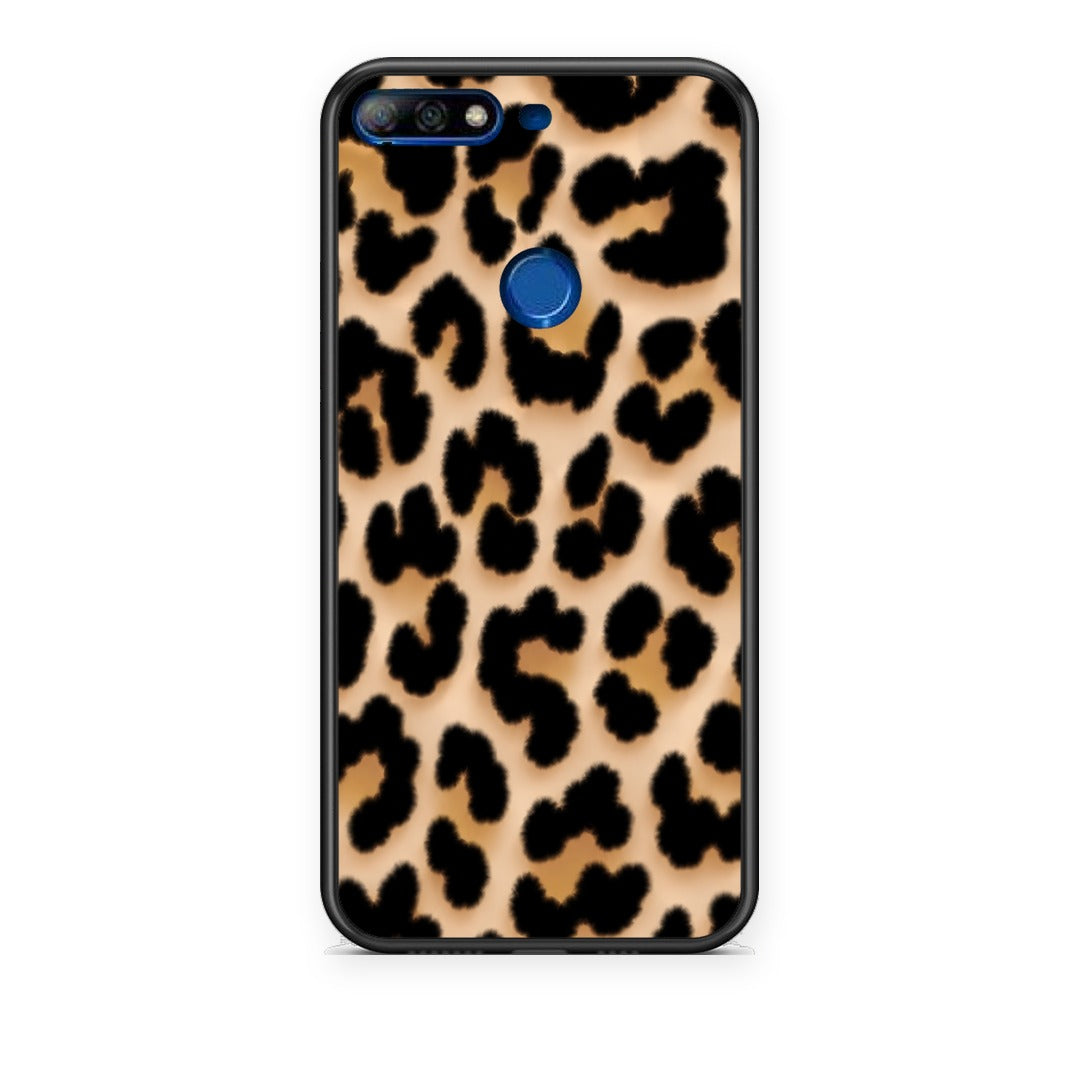 Θήκη Huawei Y7 2018 / Prime Y7 2018 / Honor 7C Leopard Print Tan Large από τη Smartfits με σχέδιο στο πίσω μέρος και μαύρο περίβλημα | Huawei Y7 2018 / Prime Y7 2018 / Honor 7C Leopard Print Tan Large case with colorful back and black bezels