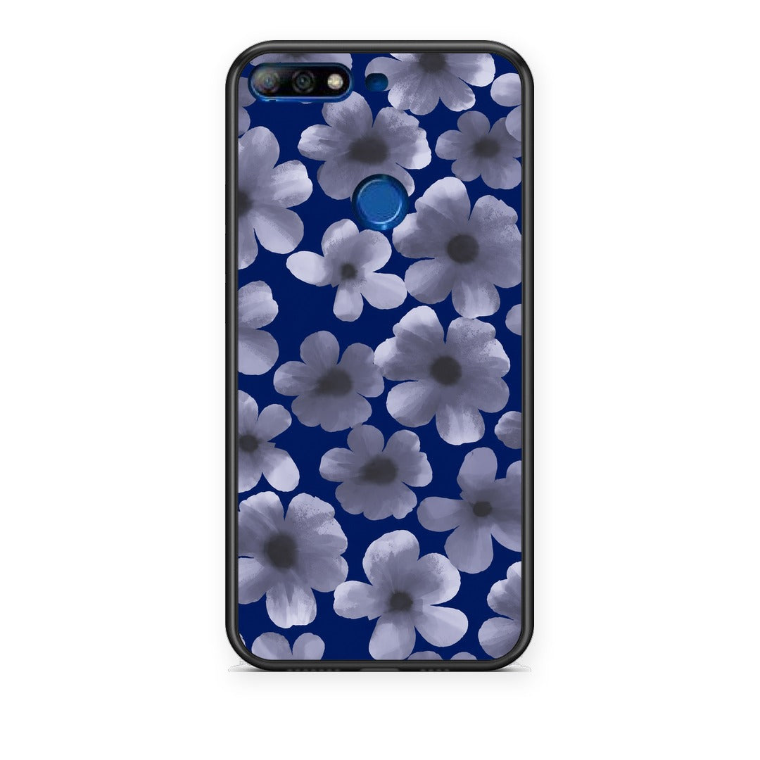 Θήκη Huawei Y7 2018 / Prime Y7 2018 / Honor 7C Pale Blue Flowers on Navy από τη Smartfits με σχέδιο στο πίσω μέρος και μαύρο περίβλημα | Huawei Y7 2018 / Prime Y7 2018 / Honor 7C Pale Blue Flowers on Navy case with colorful back and black bezels