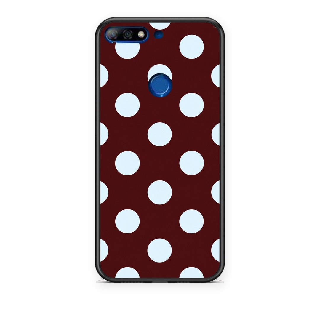 Θήκη Huawei Y7 2018 / Prime Y7 2018 / Honor 7C Pale Blue Large Polka Dots on Burgundy από τη Smartfits με σχέδιο στο πίσω μέρος και μαύρο περίβλημα | Huawei Y7 2018 / Prime Y7 2018 / Honor 7C Pale Blue Large Polka Dots on Burgundy case with colorful back and black bezels