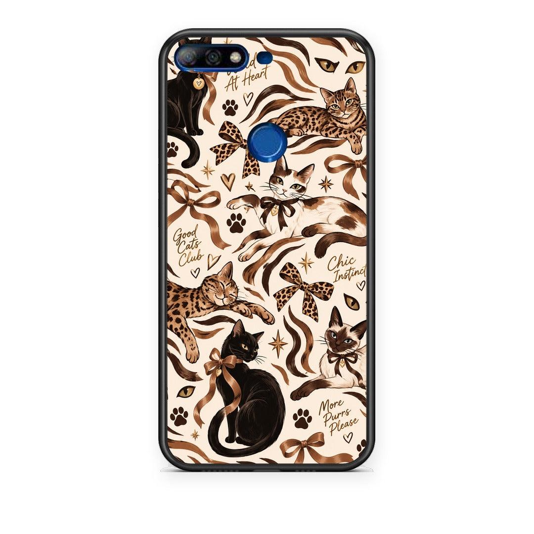 Θήκη Huawei Y7 2018 / Prime Y7 2018 / Honor 7C Wild Cats and Animal Print Collage από τη Smartfits με σχέδιο στο πίσω μέρος και μαύρο περίβλημα | Huawei Y7 2018 / Prime Y7 2018 / Honor 7C Wild Cats and Animal Print Collage case with colorful back and black bezels