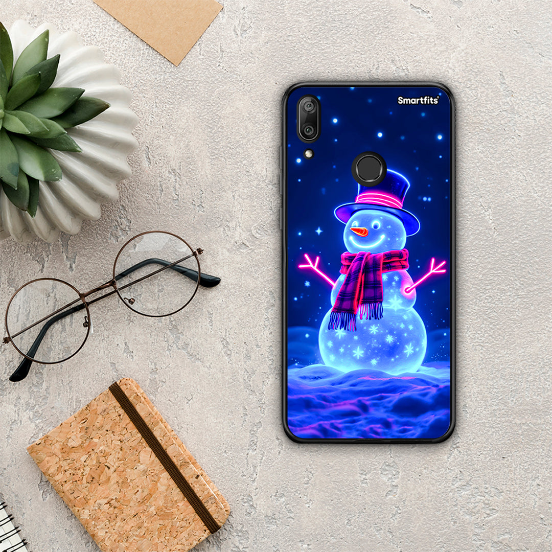Christmas Neon Snowman - Huawei Y7 2019 / Y7 Prime 2019 θήκη
