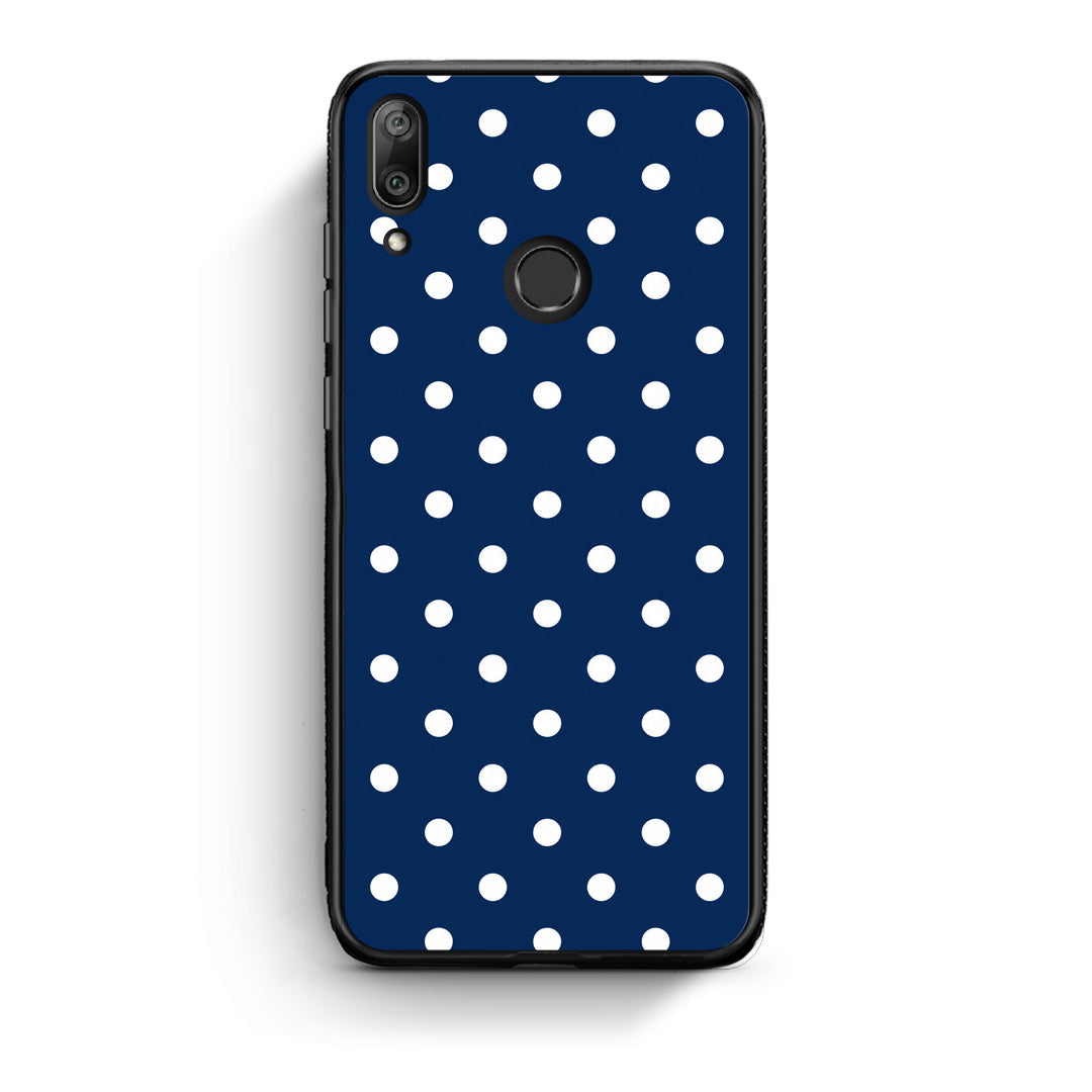 Θήκη Huawei Y7 2019 / Y7 Prime 2019 White Small Polka Dots on Navy από τη Smartfits με σχέδιο στο πίσω μέρος και μαύρο περίβλημα | Huawei Y7 2019 / Y7 Prime 2019 White Small Polka Dots on Navy case with colorful back and black bezels