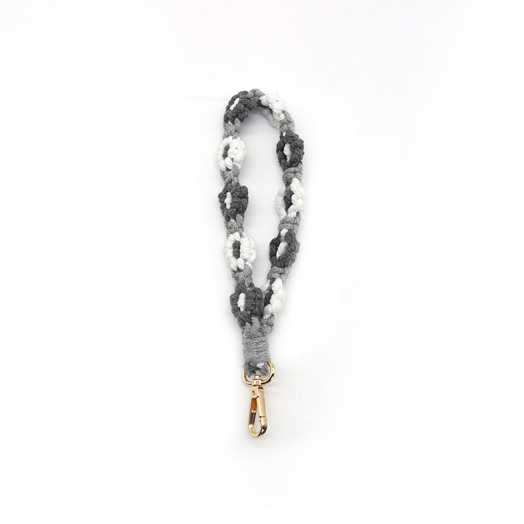 Macramé Floral Phone Strap Short Version - Γκρι