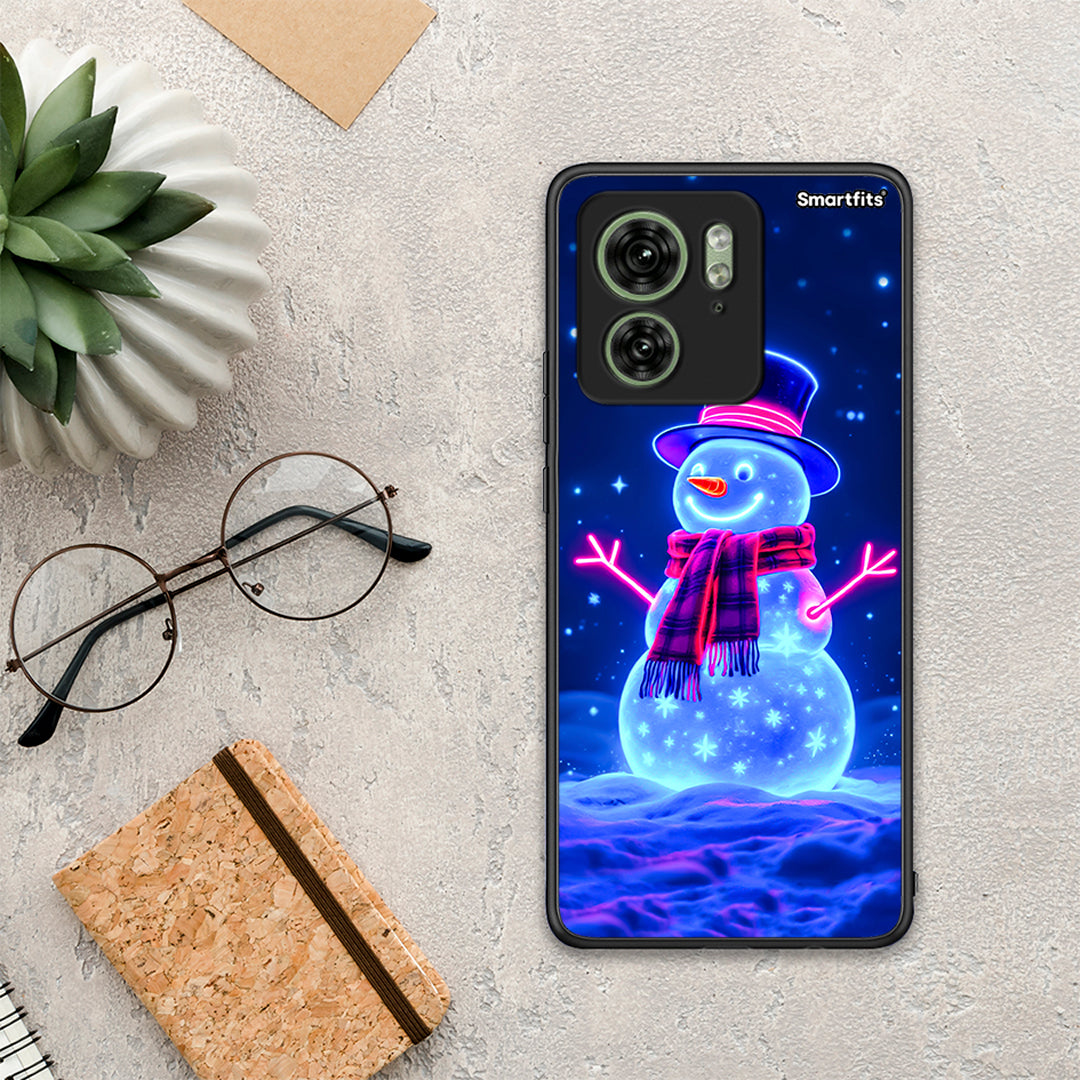 Christmas Neon Snowman - Motorola Edge 40 5G θήκη