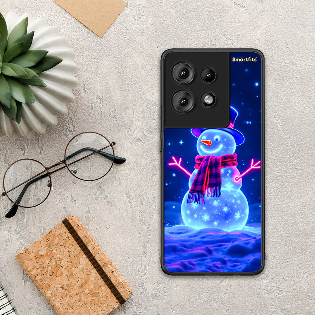 Christmas Neon Snowman - Motorola Edge 50 θήκη
