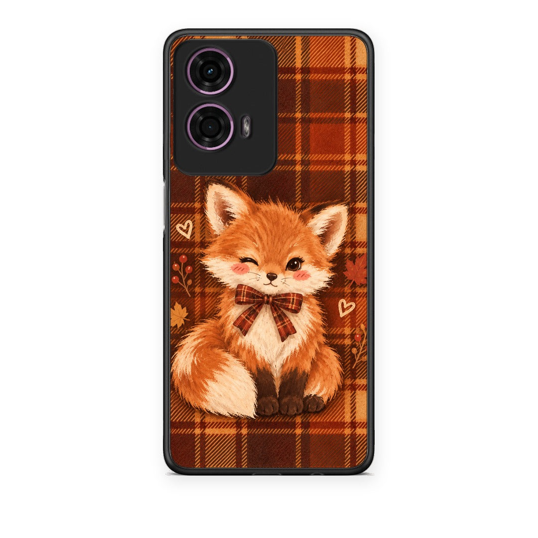 Θήκη Motorola G24 Fox on Autumn Tartan από τη Smartfits με σχέδιο στο πίσω μέρος και μαύρο περίβλημα | Motorola G24 Fox on Autumn Tartan case with colorful back and black bezels