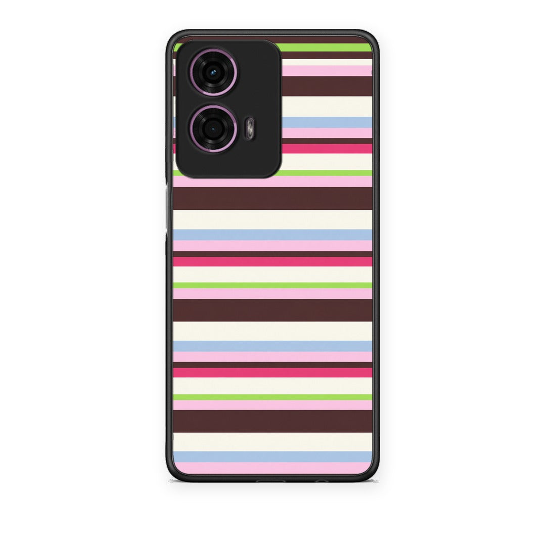 Θήκη Motorola G24 Multicolour Horizontal Stripes από τη Smartfits με σχέδιο στο πίσω μέρος και μαύρο περίβλημα | Motorola G24 Multicolour Horizontal Stripes case with colorful back and black bezels