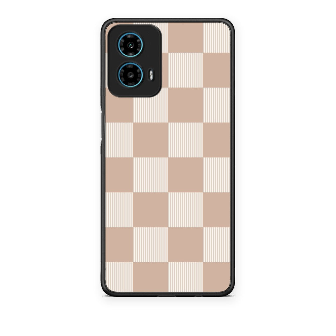 Θήκη Motorola G34 5G Latte and Cream Striped Checks από τη Smartfits με σχέδιο στο πίσω μέρος και μαύρο περίβλημα | Motorola G34 5G Latte and Cream Striped Checks case with colorful back and black bezels