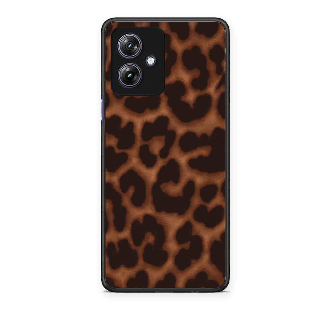 Θήκη Motorola Moto G54 Leopard Print Dark Brown από τη Smartfits με σχέδιο στο πίσω μέρος και μαύρο περίβλημα | Motorola Moto G54 Leopard Print Dark Brown case with colorful back and black bezels