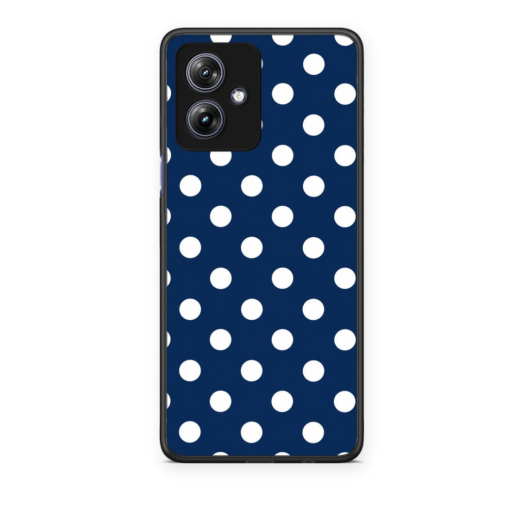Θήκη Motorola Moto G54 White Large Polka Dots on Navy από τη Smartfits με σχέδιο στο πίσω μέρος και μαύρο περίβλημα | Motorola Moto G54 White Large Polka Dots on Navy case with colorful back and black bezels