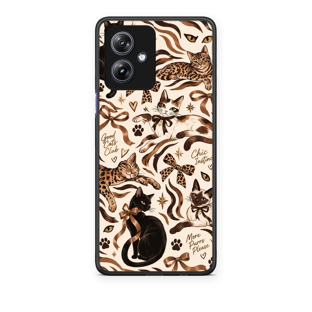 Θήκη Motorola Moto G54 Wild Cats and Animal Print Collage από τη Smartfits με σχέδιο στο πίσω μέρος και μαύρο περίβλημα | Motorola Moto G54 Wild Cats and Animal Print Collage case with colorful back and black bezels