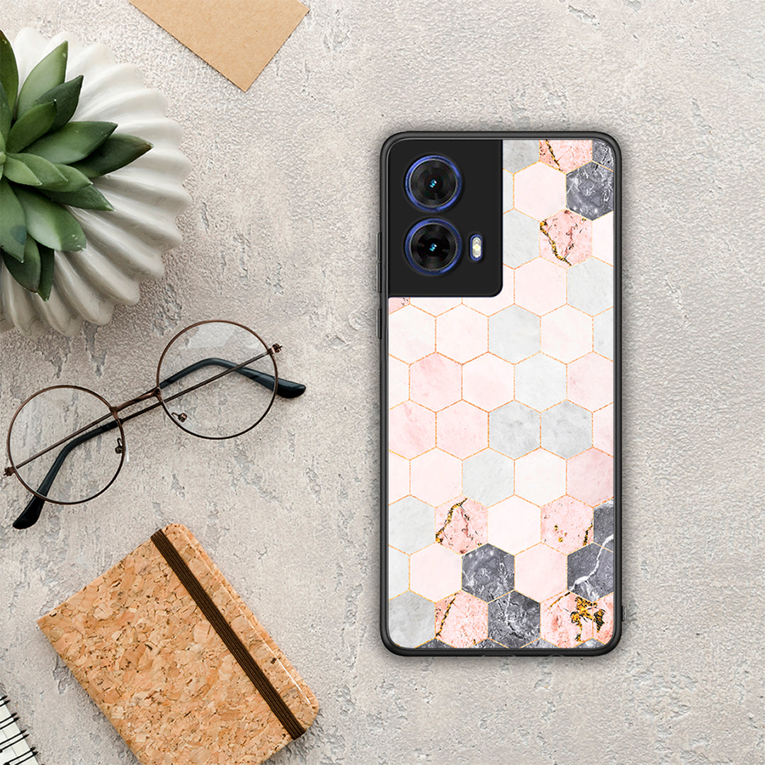Marble Hexagon Pink - Motorola Moto G85 θήκη