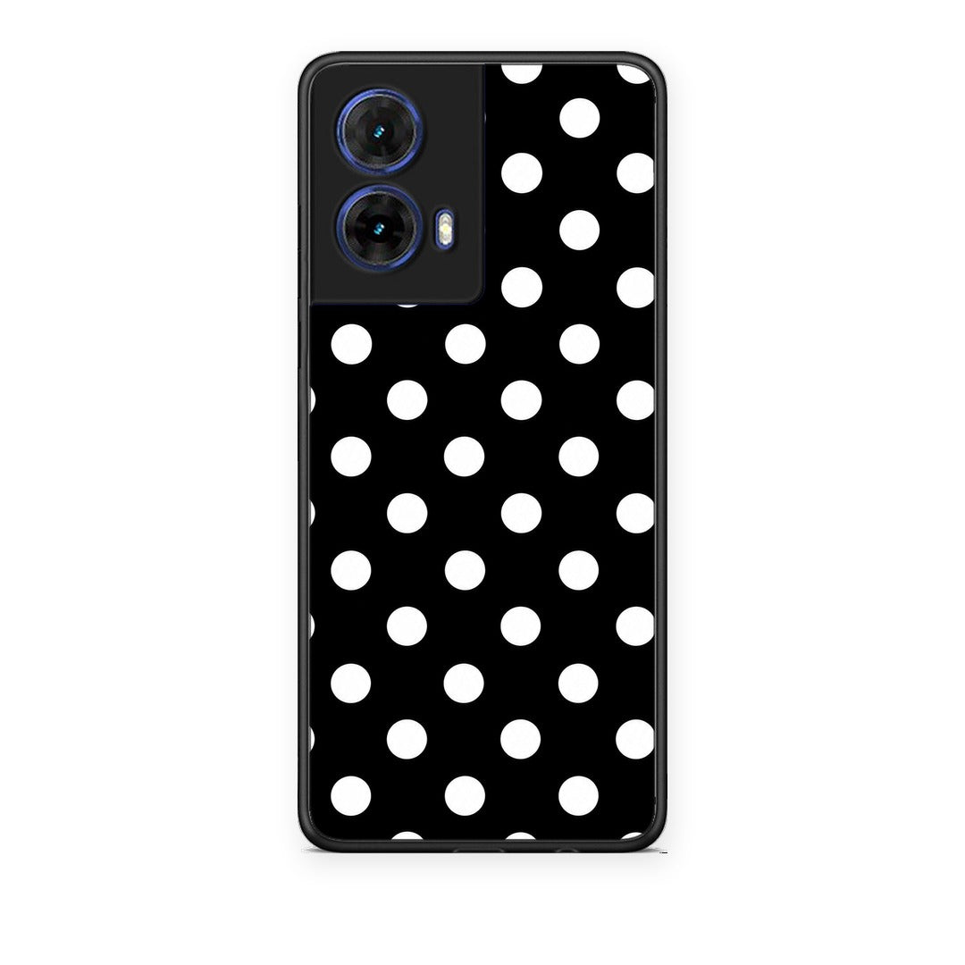 Θήκη Motorola Moto G85 White Polka Dots on Black από τη Smartfits με σχέδιο στο πίσω μέρος και μαύρο περίβλημα | Motorola Moto G85 White Polka Dots on Black case with colorful back and black bezels