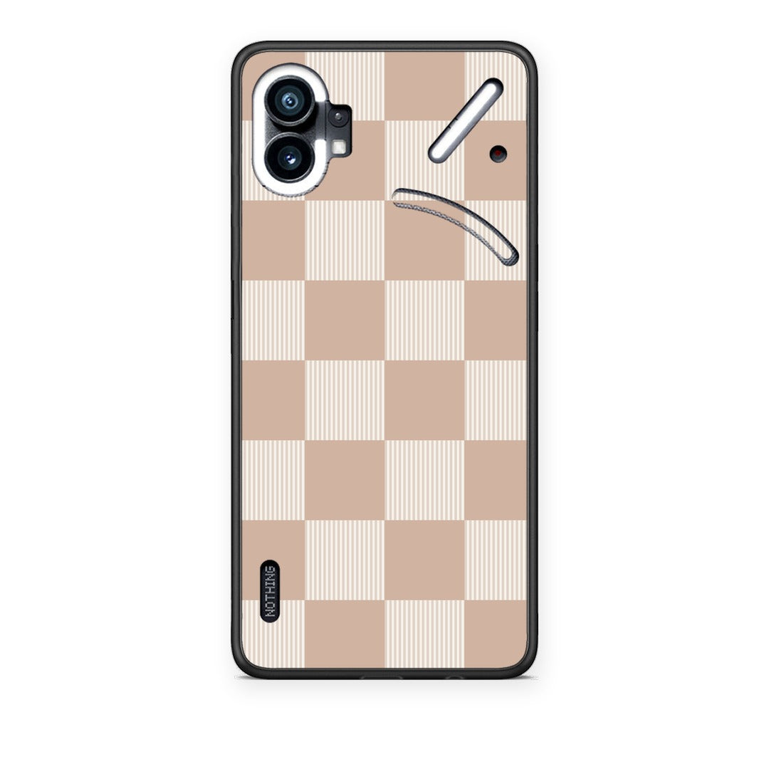 Θήκη Nothing Phone 1 Latte and Cream Striped Checks από τη Smartfits με σχέδιο στο πίσω μέρος και μαύρο περίβλημα | Nothing Phone 1 Latte and Cream Striped Checks case with colorful back and black bezels