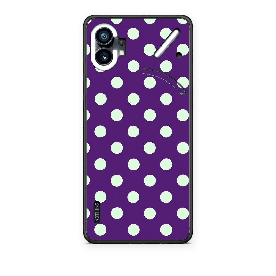 Θήκη Nothing Phone 1 Mint Polka Dots on Purple από τη Smartfits με σχέδιο στο πίσω μέρος και μαύρο περίβλημα | Nothing Phone 1 Mint Polka Dots on Purple case with colorful back and black bezels