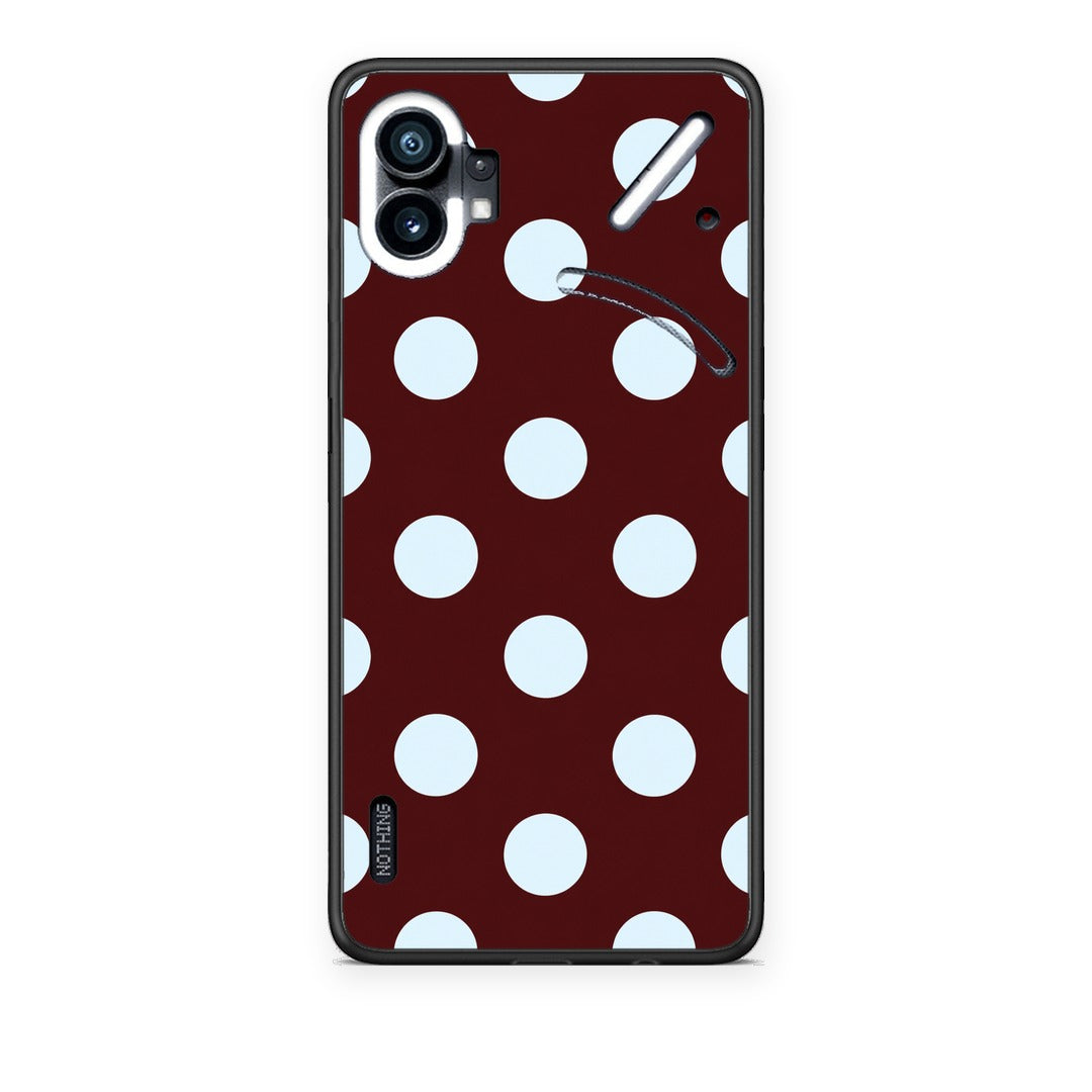 Θήκη Nothing Phone 1 Pale Blue Large Polka Dots on Burgundy από τη Smartfits με σχέδιο στο πίσω μέρος και μαύρο περίβλημα | Nothing Phone 1 Pale Blue Large Polka Dots on Burgundy case with colorful back and black bezels
