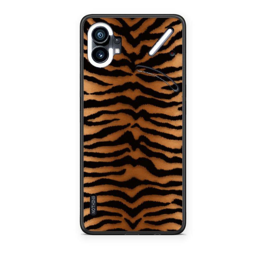 Θήκη Nothing Phone 1 Tiger Print Orange and Black από τη Smartfits με σχέδιο στο πίσω μέρος και μαύρο περίβλημα | Nothing Phone 1 Tiger Print Orange and Black case with colorful back and black bezels