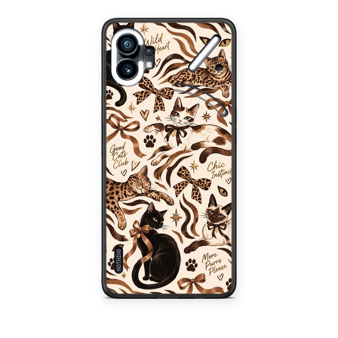Θήκη Nothing Phone 1 Wild Cats and Animal Print Collage από τη Smartfits με σχέδιο στο πίσω μέρος και μαύρο περίβλημα | Nothing Phone 1 Wild Cats and Animal Print Collage case with colorful back and black bezels