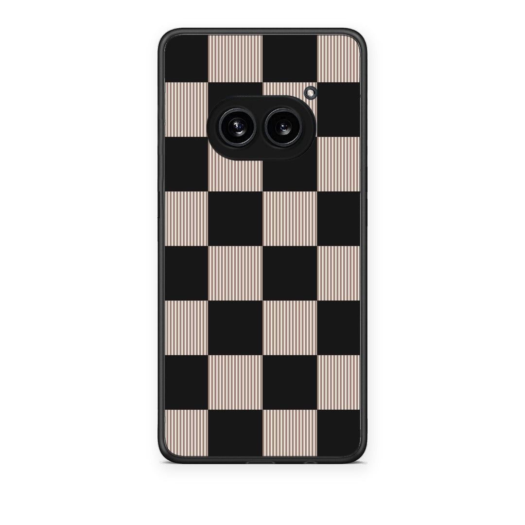 Θήκη Nothing Phone 2a Black and Taupe Striped Checks από τη Smartfits με σχέδιο στο πίσω μέρος και μαύρο περίβλημα | Nothing Phone 2a Black and Taupe Striped Checks case with colorful back and black bezels