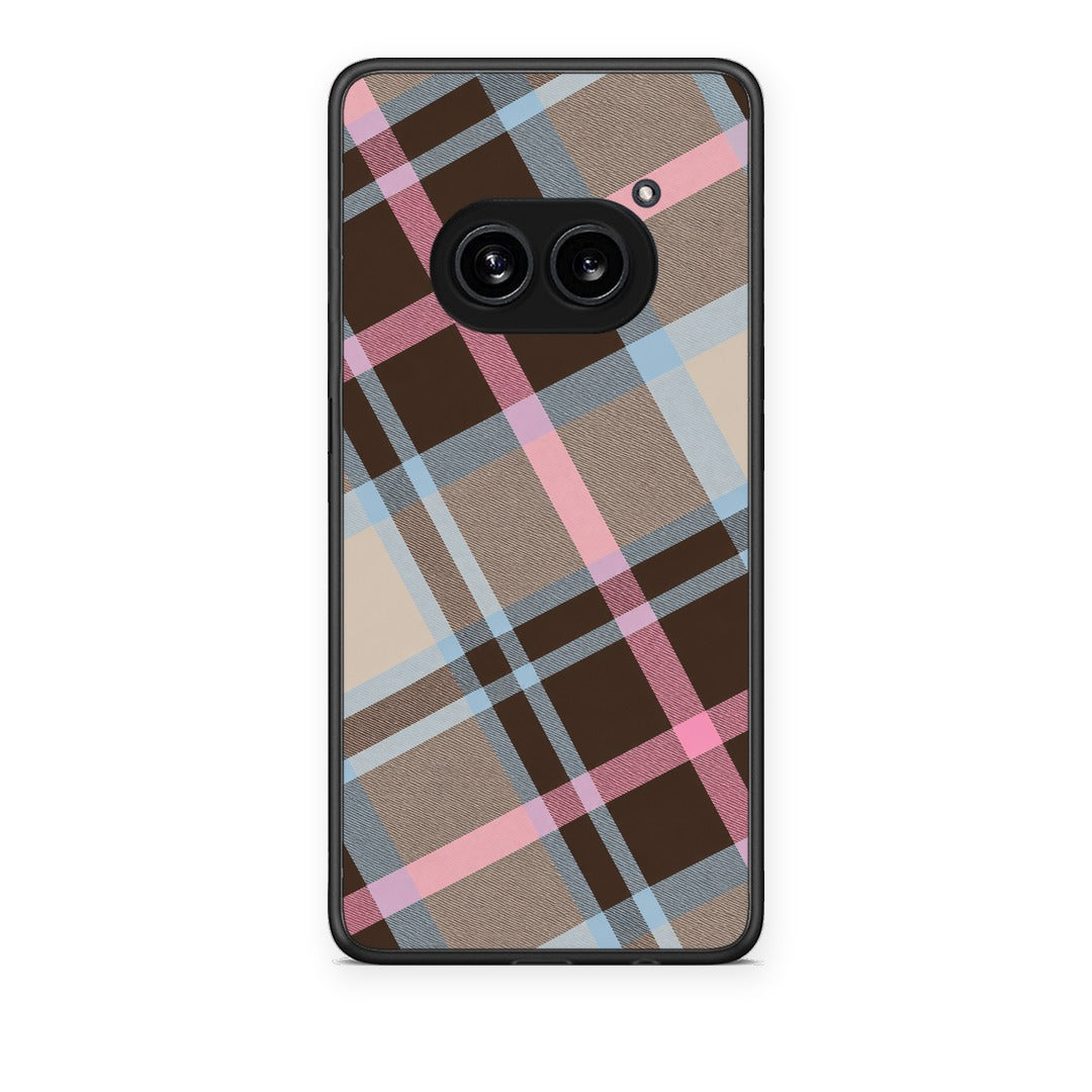 Θήκη Nothing Phone 2a Brown Pink and Blue Diagonal Plaid από τη Smartfits με σχέδιο στο πίσω μέρος και μαύρο περίβλημα | Nothing Phone 2a Brown Pink and Blue Diagonal Plaid case with colorful back and black bezels