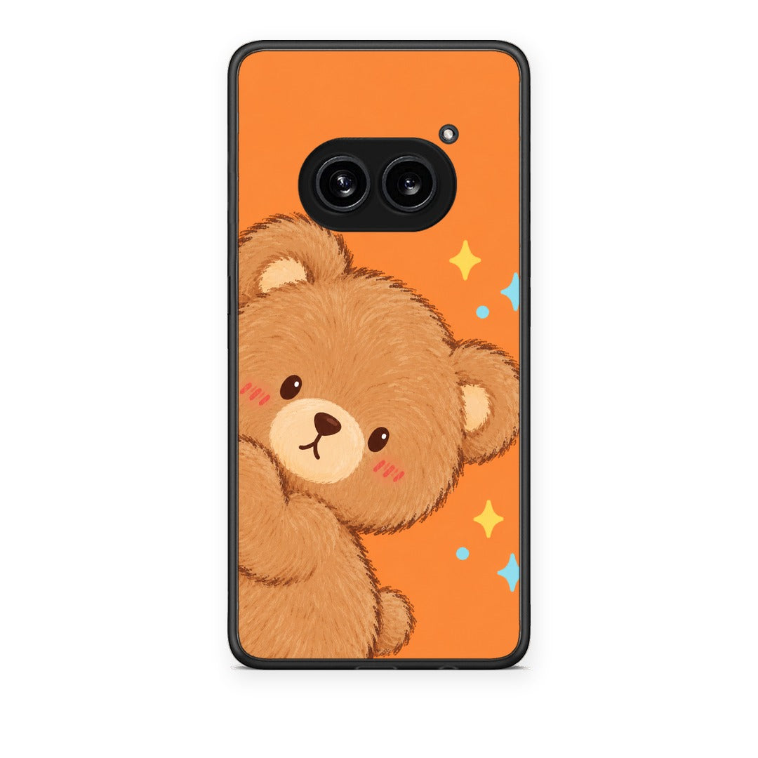 Θήκη Nothing Phone 2a Peekaboo Teddy on Orange από τη Smartfits με σχέδιο στο πίσω μέρος και μαύρο περίβλημα | Nothing Phone 2a Peekaboo Teddy on Orange case with colorful back and black bezels