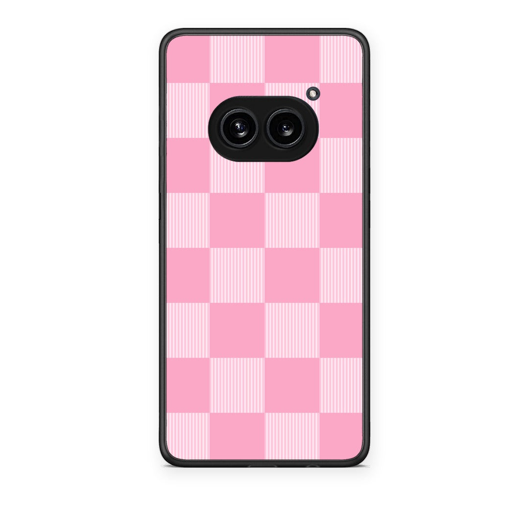Θήκη Nothing Phone 2a Pink and White Striped Checks από τη Smartfits με σχέδιο στο πίσω μέρος και μαύρο περίβλημα | Nothing Phone 2a Pink and White Striped Checks case with colorful back and black bezels