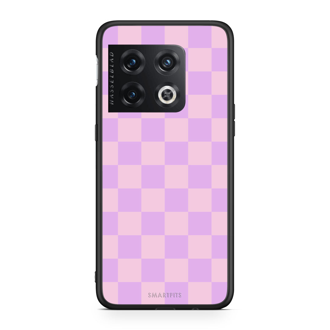 Θήκη OnePlus 10 Pro Lavender and Pink Checkerboard από τη Smartfits με σχέδιο στο πίσω μέρος και μαύρο περίβλημα | OnePlus 10 Pro Lavender and Pink Checkerboard case with colorful back and black bezels