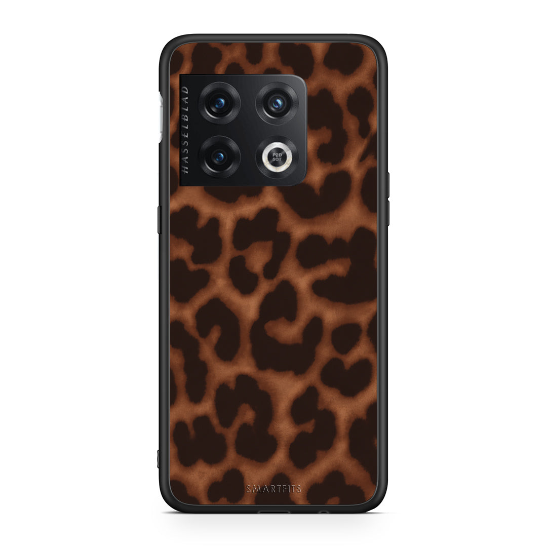 Θήκη OnePlus 10 Pro Leopard Print Dark Brown από τη Smartfits με σχέδιο στο πίσω μέρος και μαύρο περίβλημα | OnePlus 10 Pro Leopard Print Dark Brown case with colorful back and black bezels