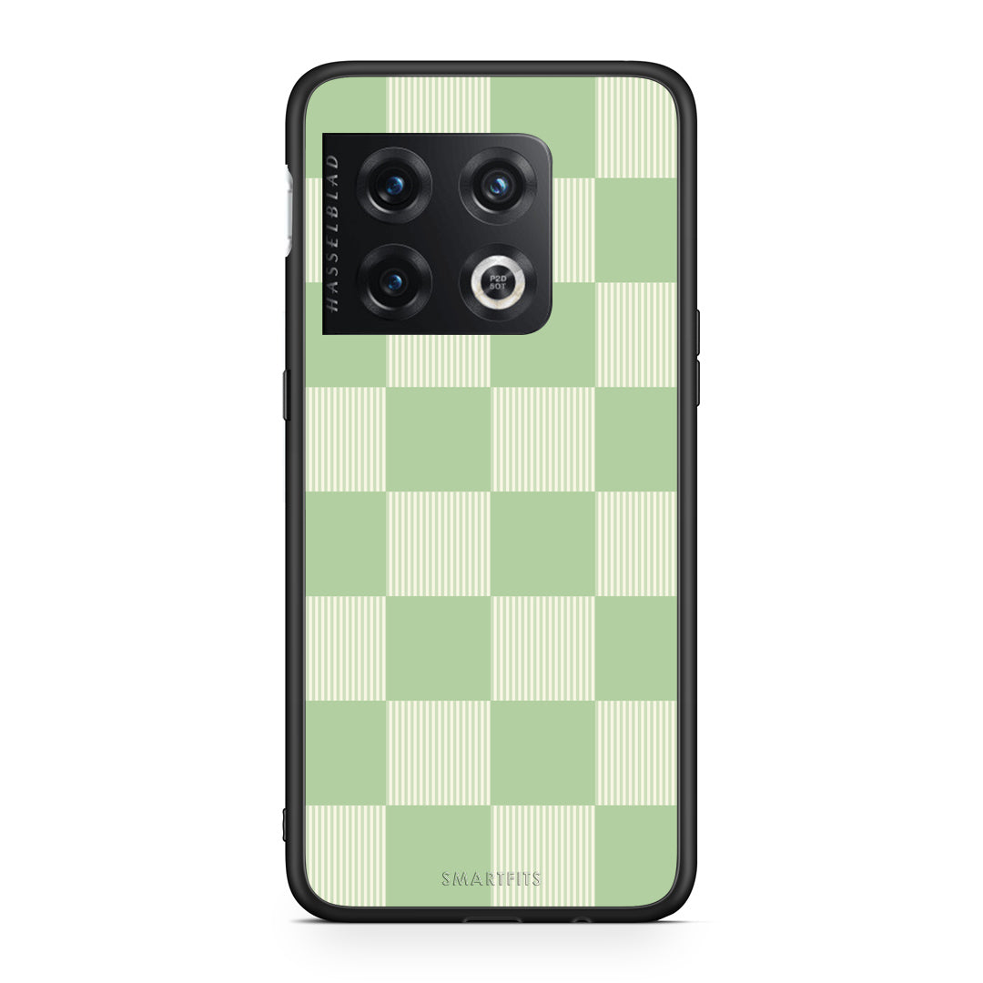 Θήκη OnePlus 10 Pro Sage and Cream Striped Checks από τη Smartfits με σχέδιο στο πίσω μέρος και μαύρο περίβλημα | OnePlus 10 Pro Sage and Cream Striped Checks case with colorful back and black bezels