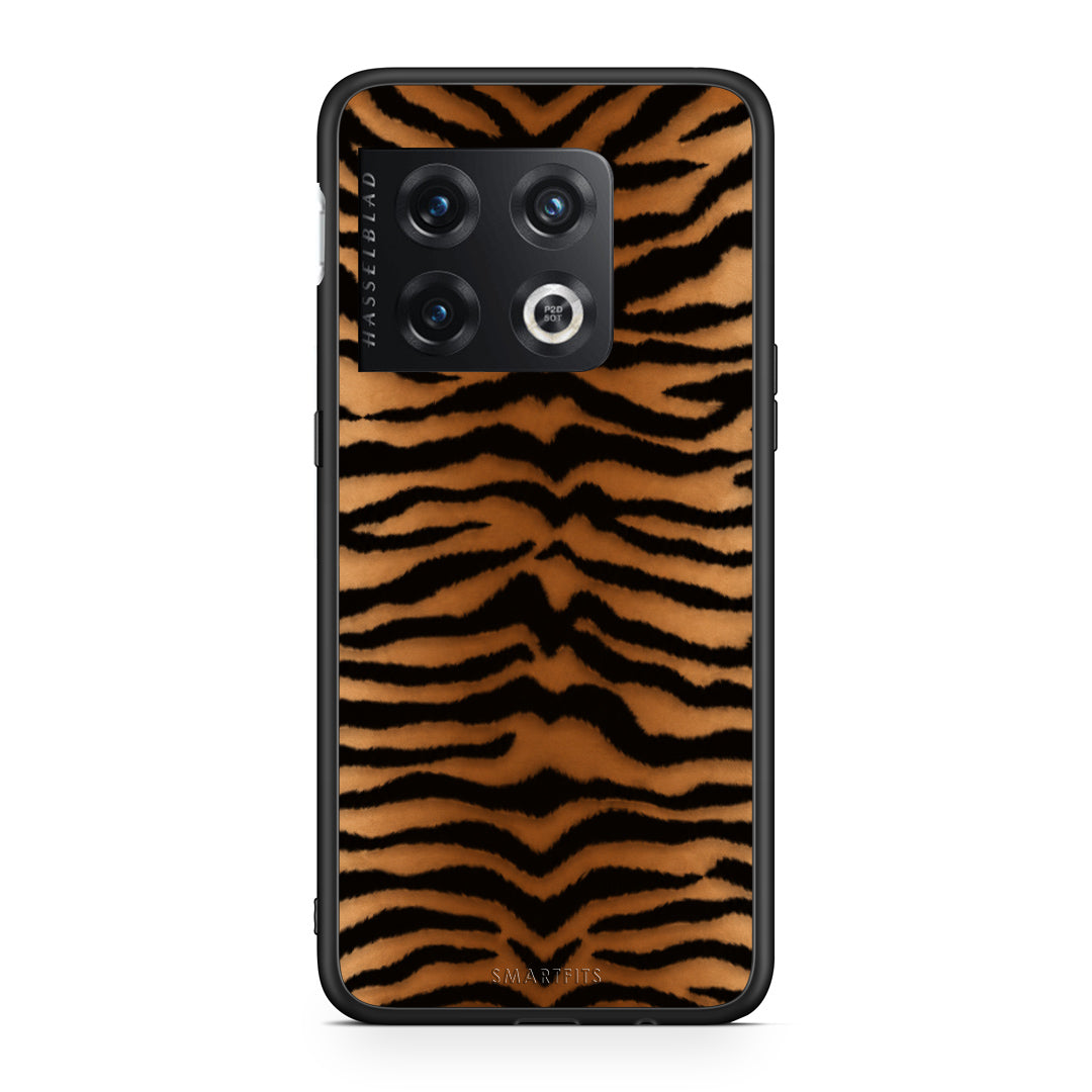 Θήκη OnePlus 10 Pro Tiger Print Orange and Black από τη Smartfits με σχέδιο στο πίσω μέρος και μαύρο περίβλημα | OnePlus 10 Pro Tiger Print Orange and Black case with colorful back and black bezels