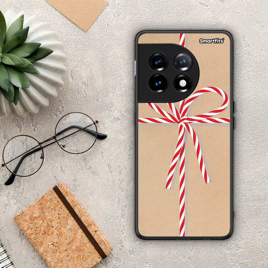 Θήκη OnePlus 11R / ACE 2 5G Christmas Gift από τη Smartfits με σχέδιο στο πίσω μέρος και μαύρο περίβλημα | OnePlus 11R / ACE 2 5G Christmas Gift Case with Colorful Back and Black Bezels