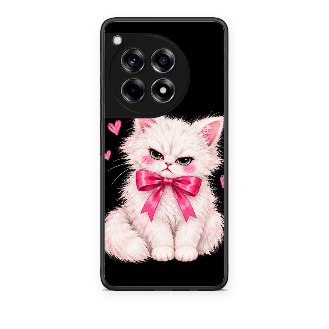 Θήκη OnePlus 12R 5G Grumpy Party Kitten on Black από τη Smartfits με σχέδιο στο πίσω μέρος και μαύρο περίβλημα | OnePlus 12R 5G Grumpy Party Kitten on Black case with colorful back and black bezels