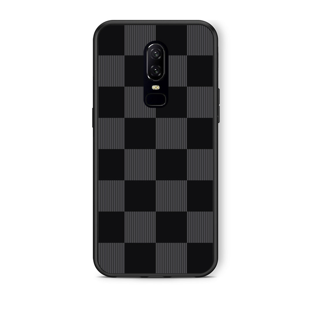 Θήκη OnePlus 6 Black and Charcoal Striped Checks από τη Smartfits με σχέδιο στο πίσω μέρος και μαύρο περίβλημα | OnePlus 6 Black and Charcoal Striped Checks case with colorful back and black bezels
