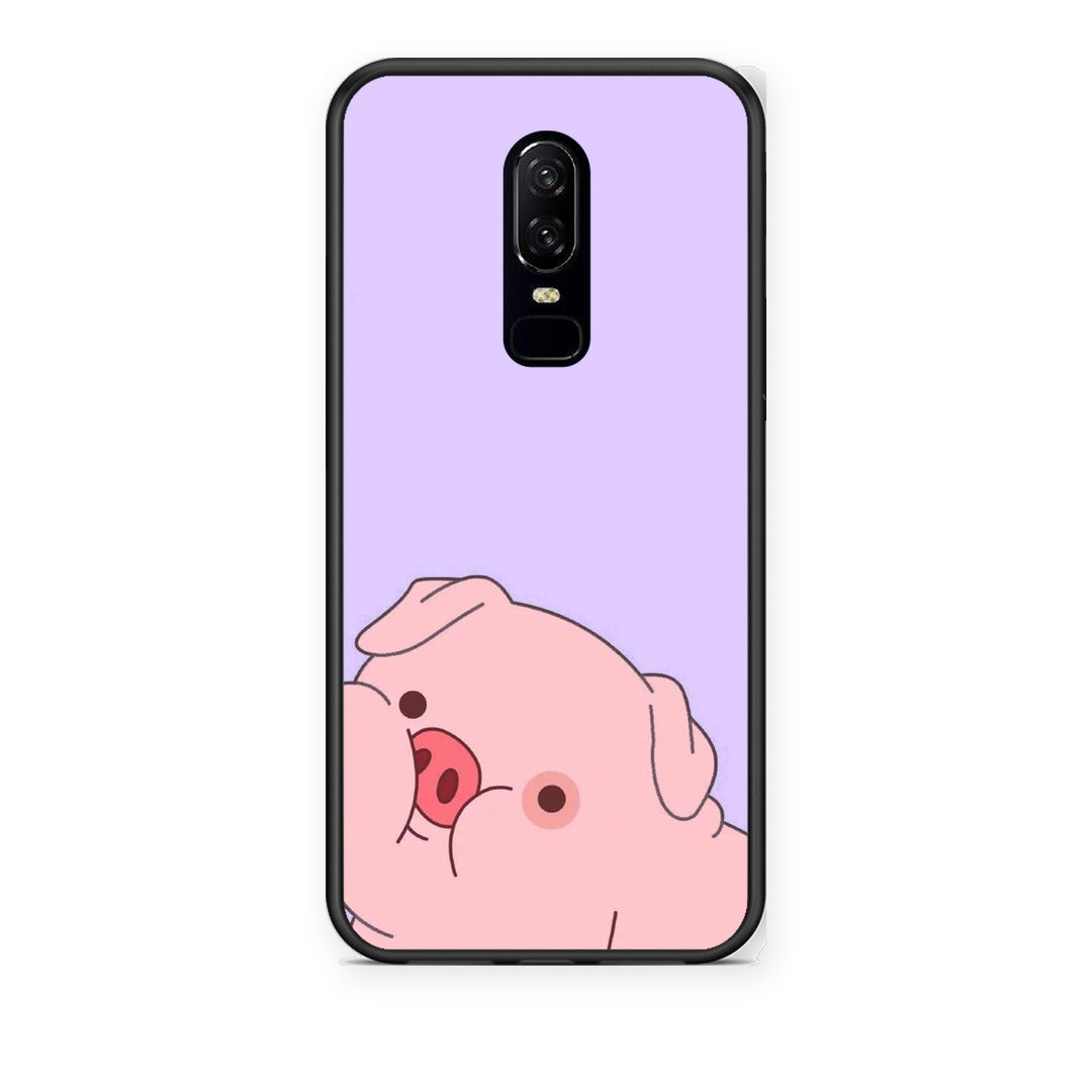 Θήκη OnePlus 6 Pig Love 2 από τη Smartfits με σχέδιο στο πίσω μέρος και μαύρο περίβλημα | OnePlus 6 Pig Love 2 case with colorful back and black bezels