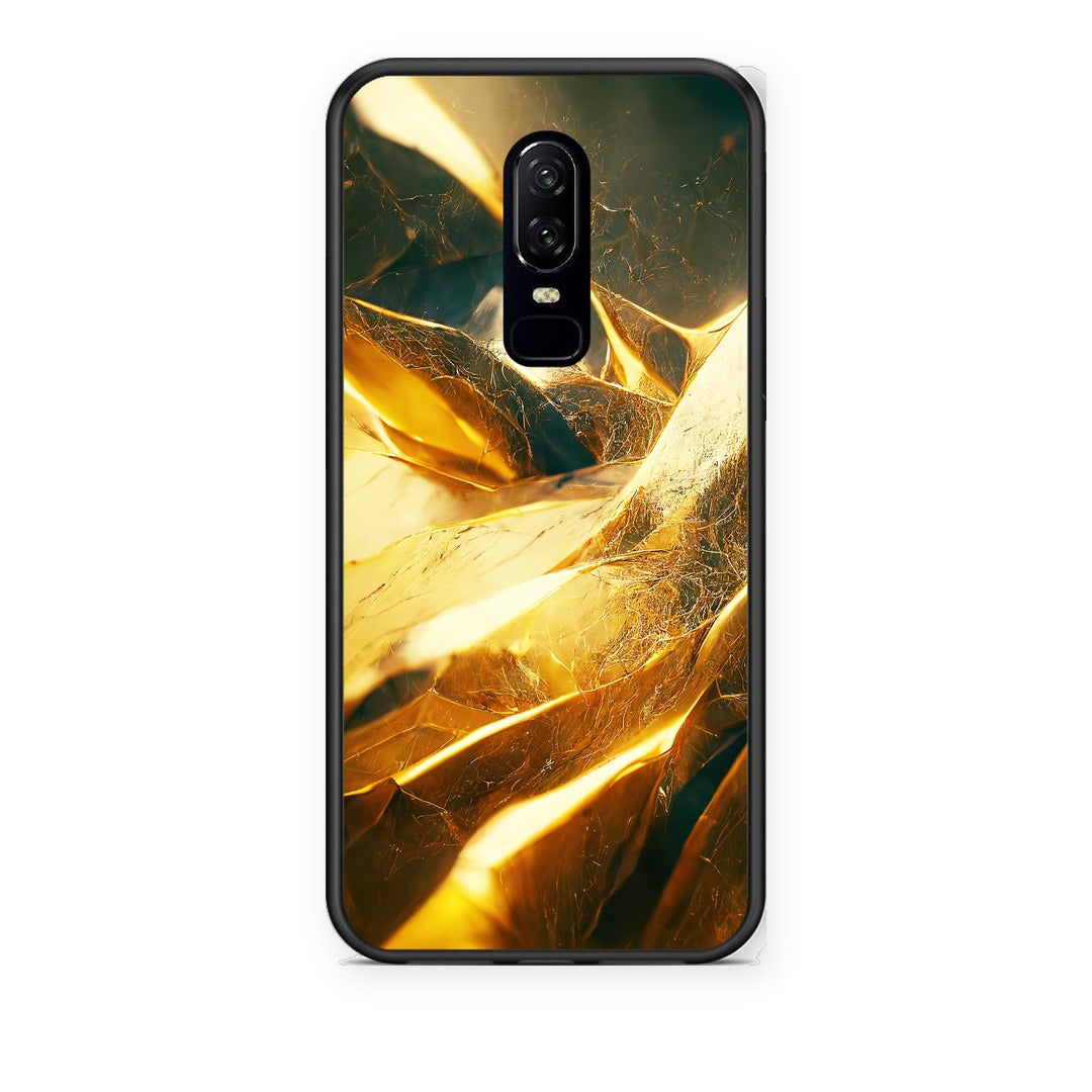 Θήκη OnePlus 6 Real Gold από τη Smartfits με σχέδιο στο πίσω μέρος και μαύρο περίβλημα | OnePlus 6 Real Gold case with colorful back and black bezels