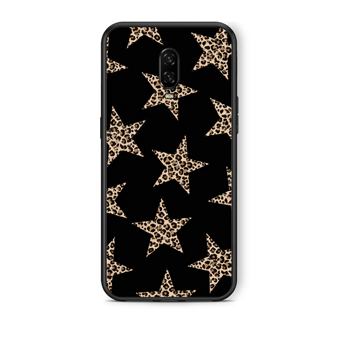 Θήκη OnePlus 6T Leopard Stars on Black από τη Smartfits με σχέδιο στο πίσω μέρος και μαύρο περίβλημα | OnePlus 6T Leopard Stars on Black case with colorful back and black bezels