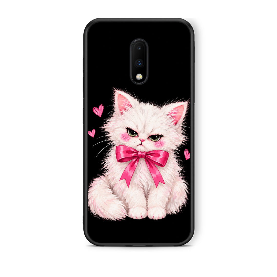 Θήκη OnePlus 7 Grumpy Party Kitten on Black από τη Smartfits με σχέδιο στο πίσω μέρος και μαύρο περίβλημα | OnePlus 7 Grumpy Party Kitten on Black case with colorful back and black bezels