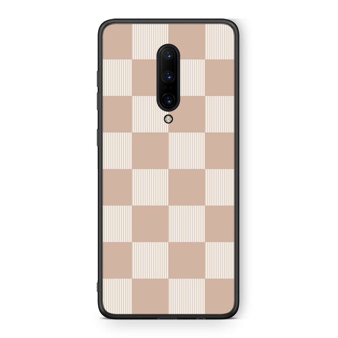 Θήκη OnePlus 7 Pro Latte and Cream Striped Checks από τη Smartfits με σχέδιο στο πίσω μέρος και μαύρο περίβλημα | OnePlus 7 Pro Latte and Cream Striped Checks case with colorful back and black bezels