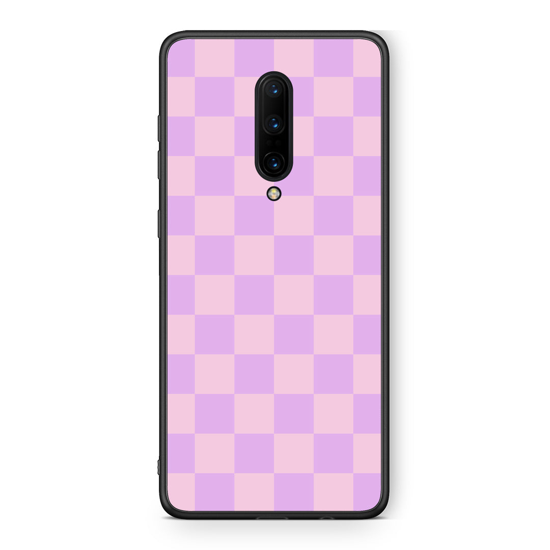 Θήκη OnePlus 7 Pro Lavender and Pink Checkerboard από τη Smartfits με σχέδιο στο πίσω μέρος και μαύρο περίβλημα | OnePlus 7 Pro Lavender and Pink Checkerboard case with colorful back and black bezels