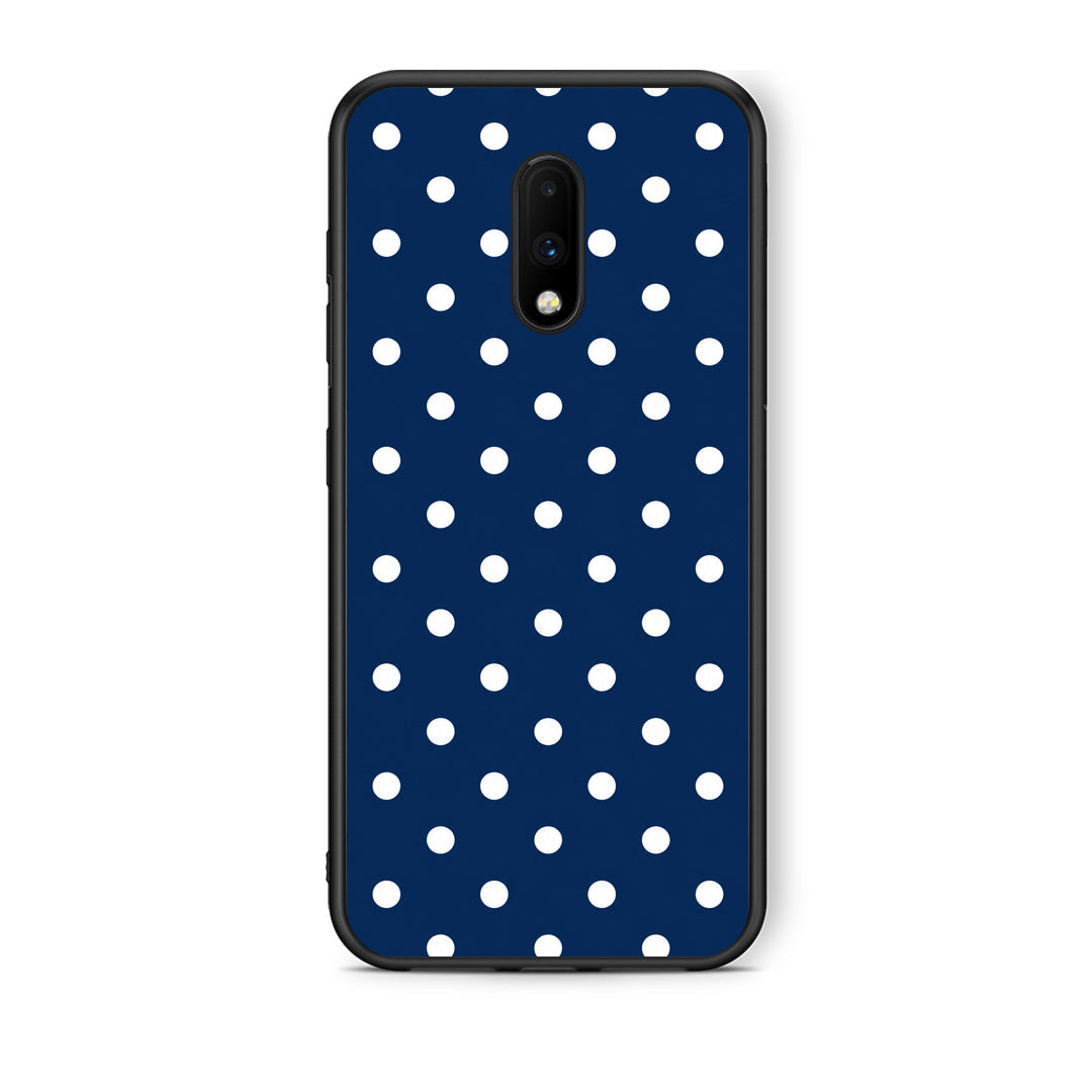 Θήκη OnePlus 7 White Small Polka Dots on Navy από τη Smartfits με σχέδιο στο πίσω μέρος και μαύρο περίβλημα | OnePlus 7 White Small Polka Dots on Navy case with colorful back and black bezels