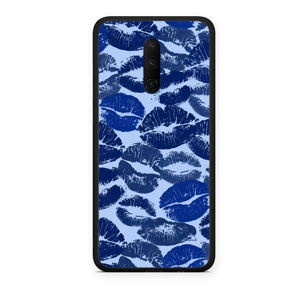 Θήκη OnePlus 7T Pro Blue Lipstick Kisses από τη Smartfits με σχέδιο στο πίσω μέρος και μαύρο περίβλημα | OnePlus 7T Pro Blue Lipstick Kisses case with colorful back and black bezels