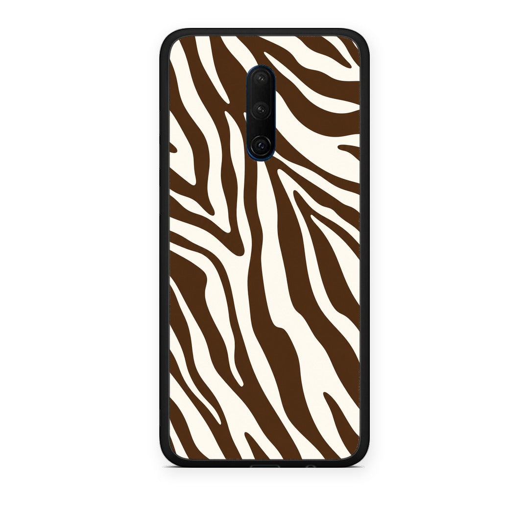 Θήκη OnePlus 7T Pro Brown and Cream Zebra Stripes από τη Smartfits με σχέδιο στο πίσω μέρος και μαύρο περίβλημα | OnePlus 7T Pro Brown and Cream Zebra Stripes case with colorful back and black bezels