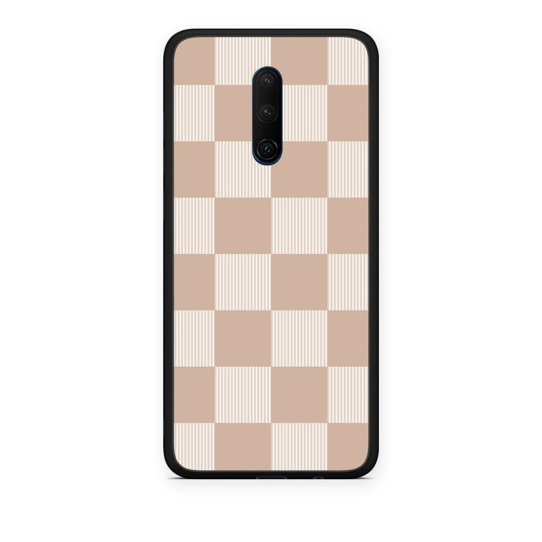 Θήκη OnePlus 7T Pro Latte and Cream Striped Checks από τη Smartfits με σχέδιο στο πίσω μέρος και μαύρο περίβλημα | OnePlus 7T Pro Latte and Cream Striped Checks case with colorful back and black bezels