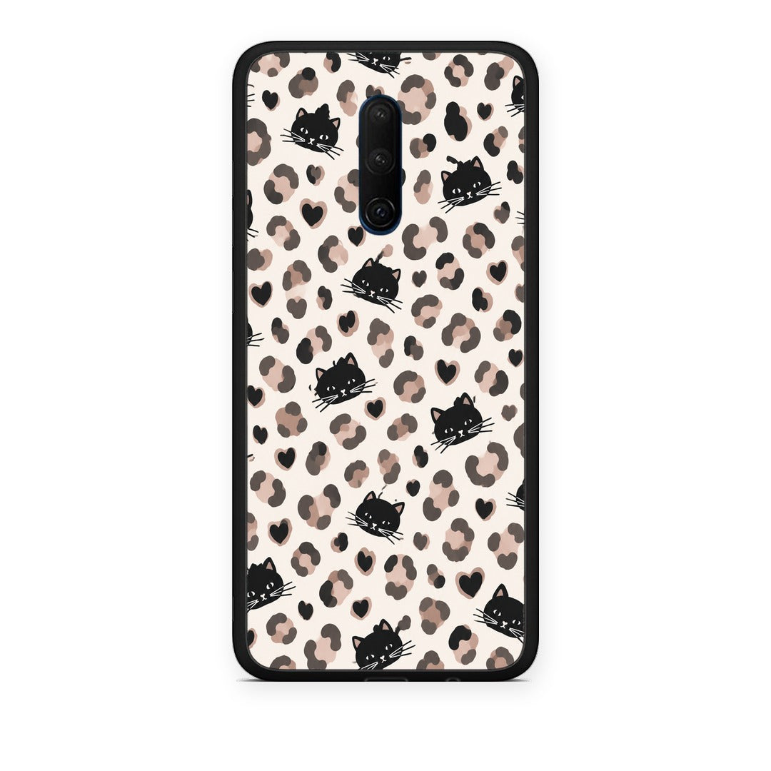 Θήκη OnePlus 7T Pro Leopard Spots and Black Cats on Cream από τη Smartfits με σχέδιο στο πίσω μέρος και μαύρο περίβλημα | OnePlus 7T Pro Leopard Spots and Black Cats on Cream case with colorful back and black bezels