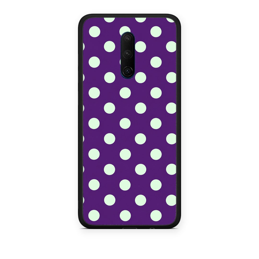 Θήκη OnePlus 7T Pro Mint Polka Dots on Purple από τη Smartfits με σχέδιο στο πίσω μέρος και μαύρο περίβλημα | OnePlus 7T Pro Mint Polka Dots on Purple case with colorful back and black bezels
